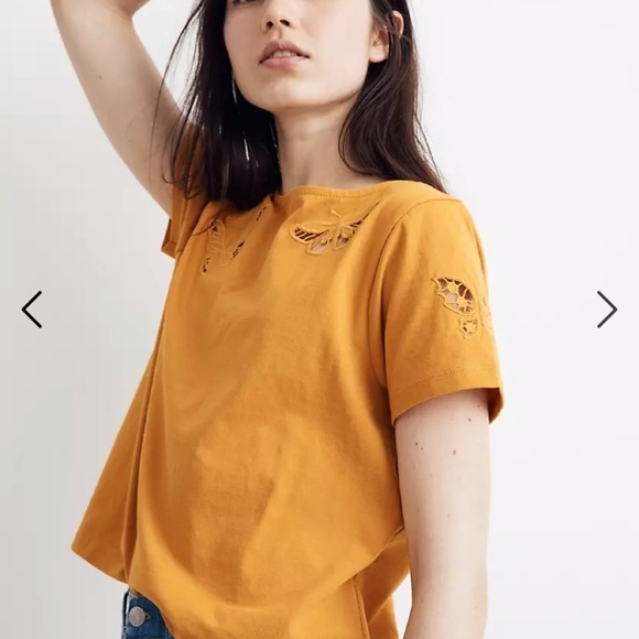 Madewell Tops - MADEWELL Butterfly Embroidered Eyelet Setlist Boxy Tee